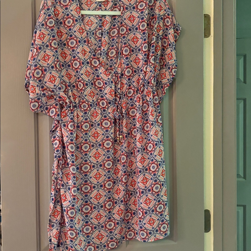 Merona Blue and Red Geometric Dress